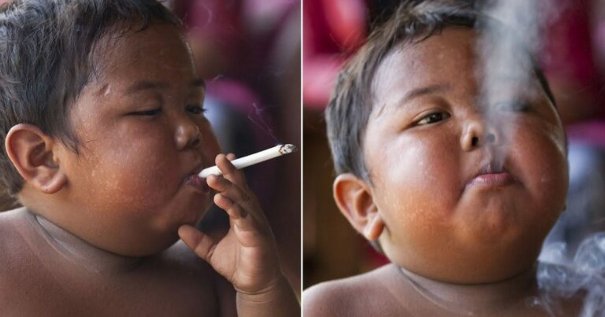 Lembra do bebê que fumava 40 cigarros por dia? Veja como ele está atualmente