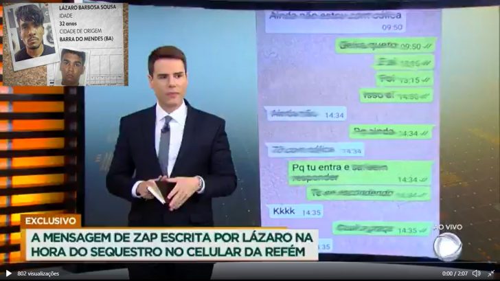 Lázaro usou celular de vítima e trocou mensagens pelo WhatsApp: ‘eu não fiz isso aí sozinho’