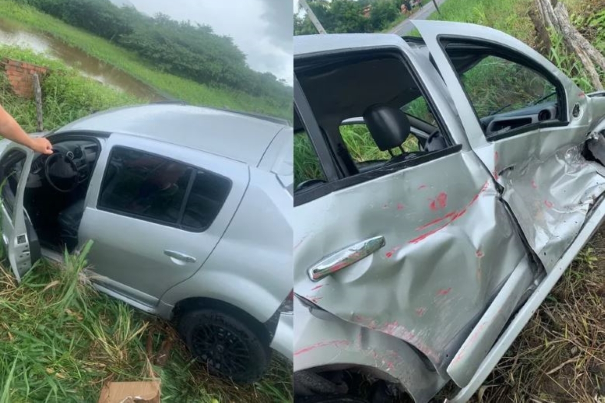 Carro após acidente envolvendo Binha Cardoso (Foto: Acervo Pessoal)