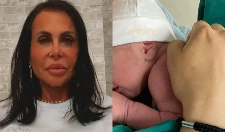 Gretchen encanta fãs ao mostrar rostinho do mais novo neto que acabou de nascer