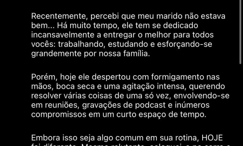 Apresentador Yudi Tamashiro precisa ser internado às pressas após passar mal; esposa se manifesta