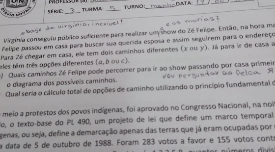 Virginia e Zé Felipe viram questão de prova de matemática em escola