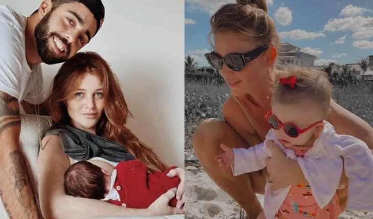 Com doença congênita, filha de Cintia Dicker e Pedro Scooby vai à praia pela primeira vez