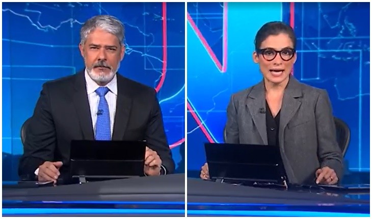 Logo depois do ‘boa noite’ no JN, Bonner e Renata dão notícia que para o Brasil