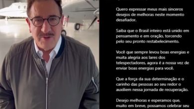 Ratinho se emociona ao mandar mensagem de apoio a Faustão: ‘Vai receber um coração’