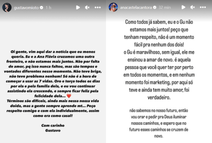 Ana Castela e Gustavo Mioto terminam namoro após três meses: “em nenhum momento foi marketing”