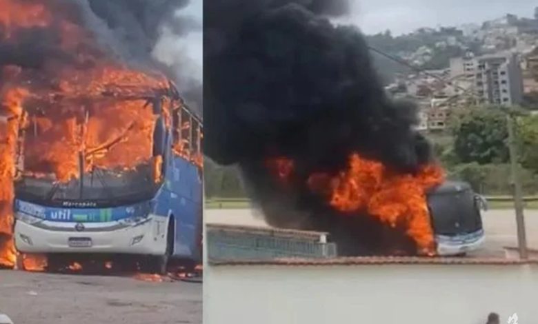 Vídeo: Ônibus que levava atletas do Vasco pega fogo