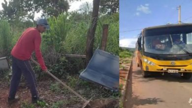 Sozinho, pai constrói ponto de ônibus para os 2 filhos e colegas se protegerem do Sol em MG