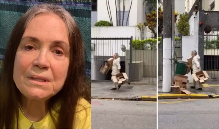 Vídeo: fora da Globo e após trabalhar com Bolsonaro, Regina Duarte é vista catando papelão na rua