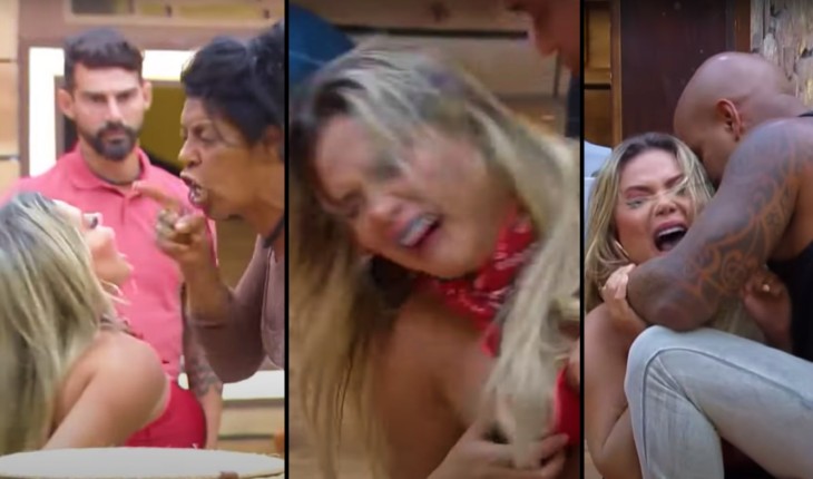 A Fazenda 15: Kally surta, se joga no chão e faz escândalo em briga com Márcia Fu