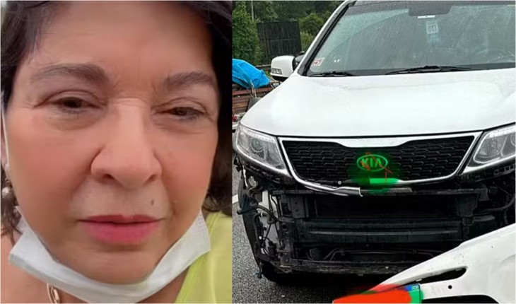 Roberta Miranda divulga vídeo após sofrer acidente de carro; ela mostrou como o veículo ficou