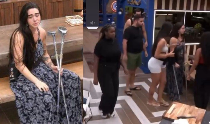 BBB24 – Giovanna surge de muletas, revela que quebrou o pé e desabafa: ‘Como eu vou fazer?’