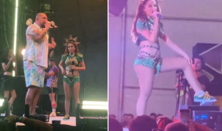 Anitta manda a real e dá ‘bronca’ em público durante show de Naldo Benny