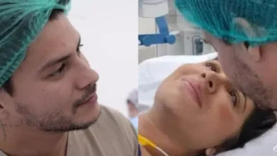 Nasce o filho de Arthur Aguiar e Jheny Santucci; 1ª foto do bebê encanta na web