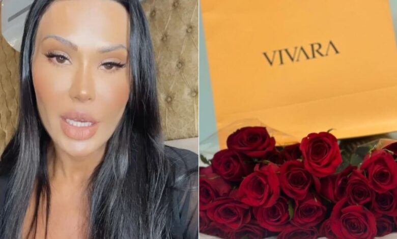 Gracyanne Barbosa revela que recebeu buquê de flores e joias e procura ‘admirador secreto’