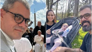 Esposa de Juliano Cazarré comenta conselho dado por Papa Francisco sobre filha com síndrome rara: ‘pra vida’