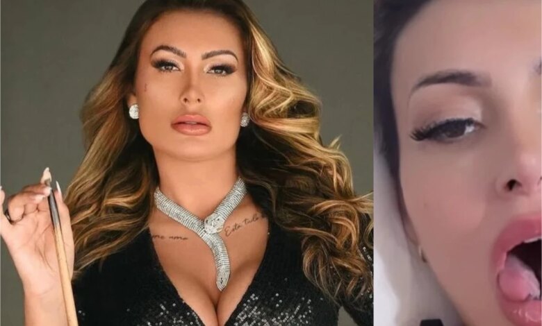 Vídeo: língua de Andressa Urach é cortada ao meio e ela não consegue nem falar